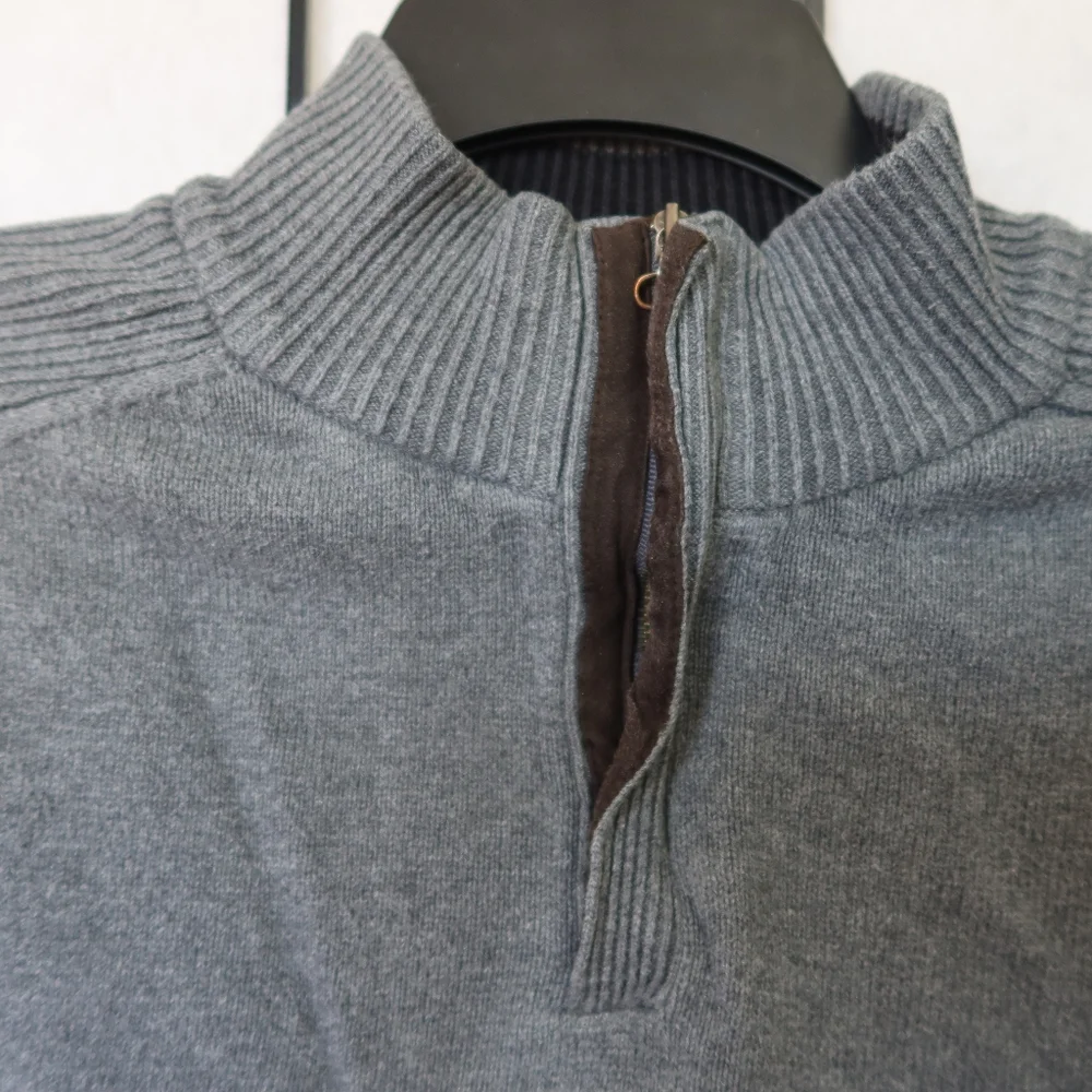 Tasso Elba Gray Quarter Zip Sweater with Stand-Up Collar Size XL